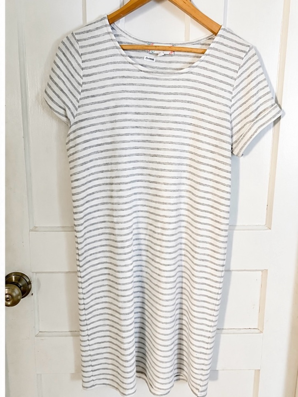 Pink Rose Gray & White Striped Swim Cover Up - soft and light